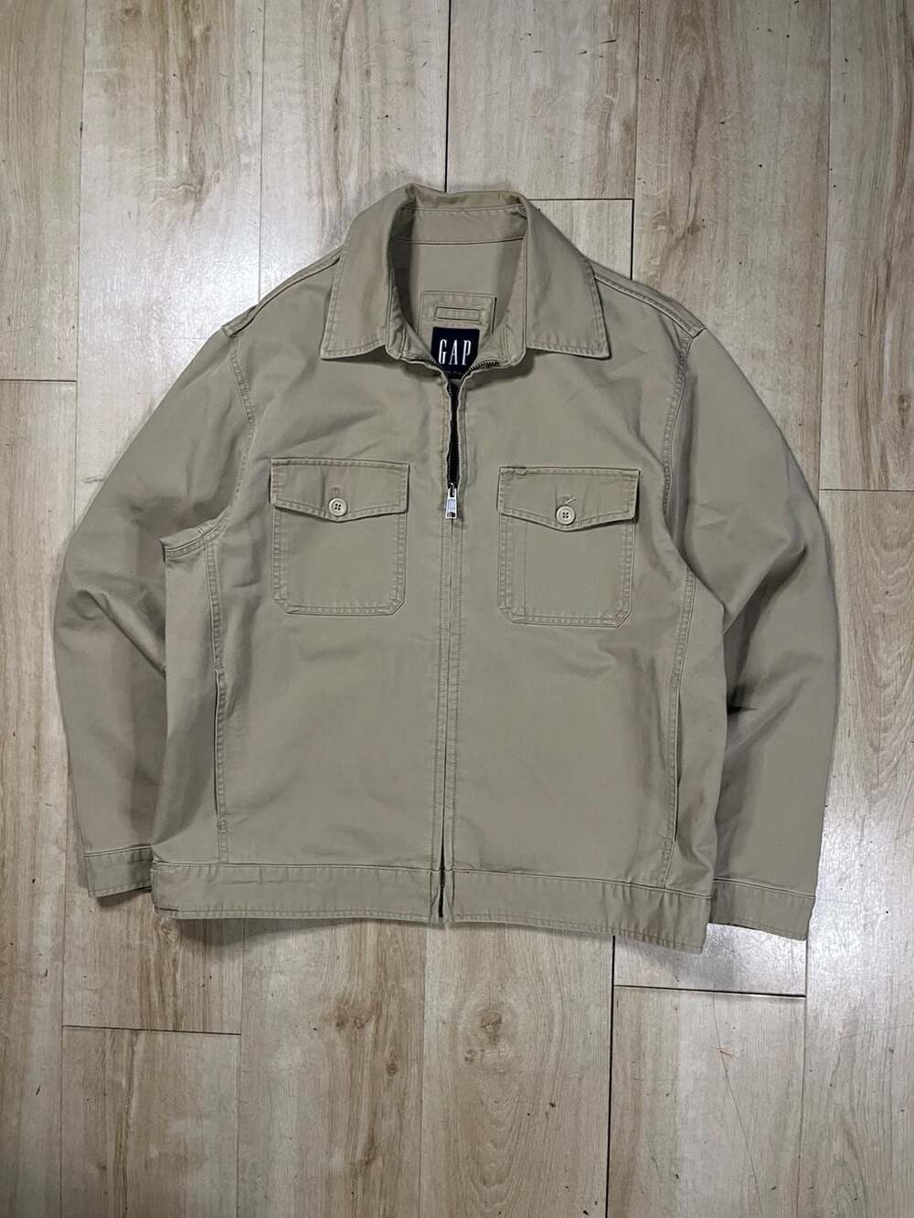 Gap Men's Tan Cotton Canvas Zip-Front Utility Workwear Jacket